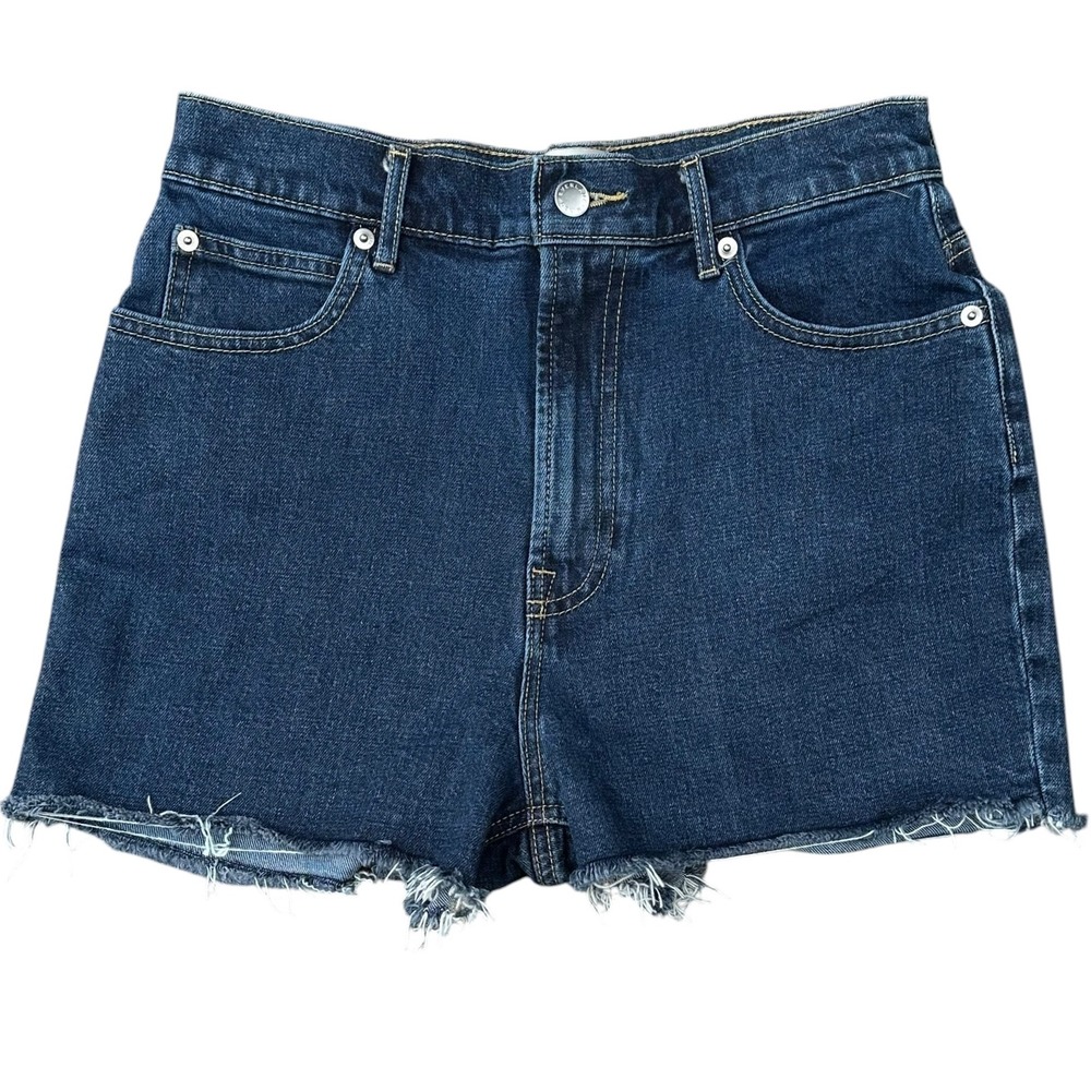 Everlane The Way-High Denim Short Dark Wash Raw Hem High Rise Size 27